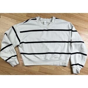 Lululemon Perfectly Oversized Cropped Crew Boundless Stripe Bone Black Size 6